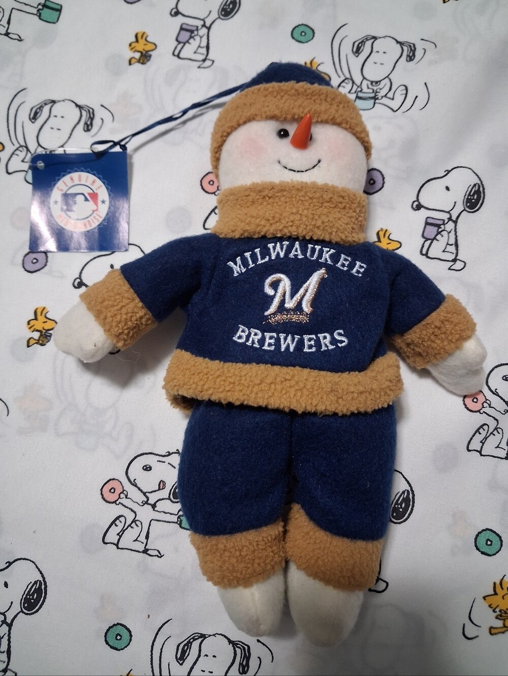 Vintage 2002 Scottish Christmas MLB Milwaukee Brewers Snowman Plush Stuffed Toy